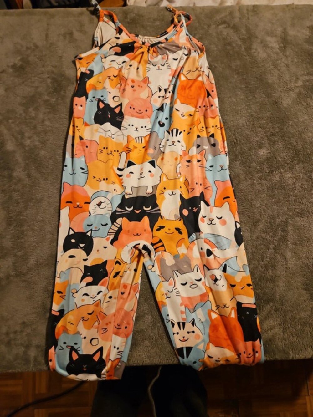 Hawaii Cute Kitten Jumpsuit Women's L Colorful Cat Print Sleeveless